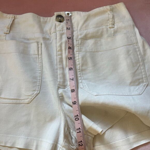 Maeve by Anthropologie The Colette Linen Blend Shorts Ivory Cream Size 27 - Picture 9 of 12